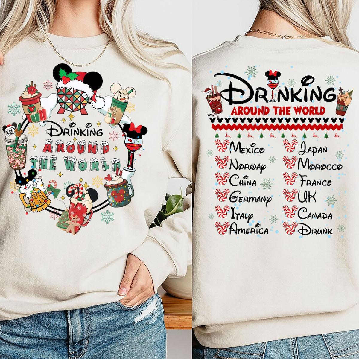 Drinking Around The World Christmas Family Trip Shirt 1