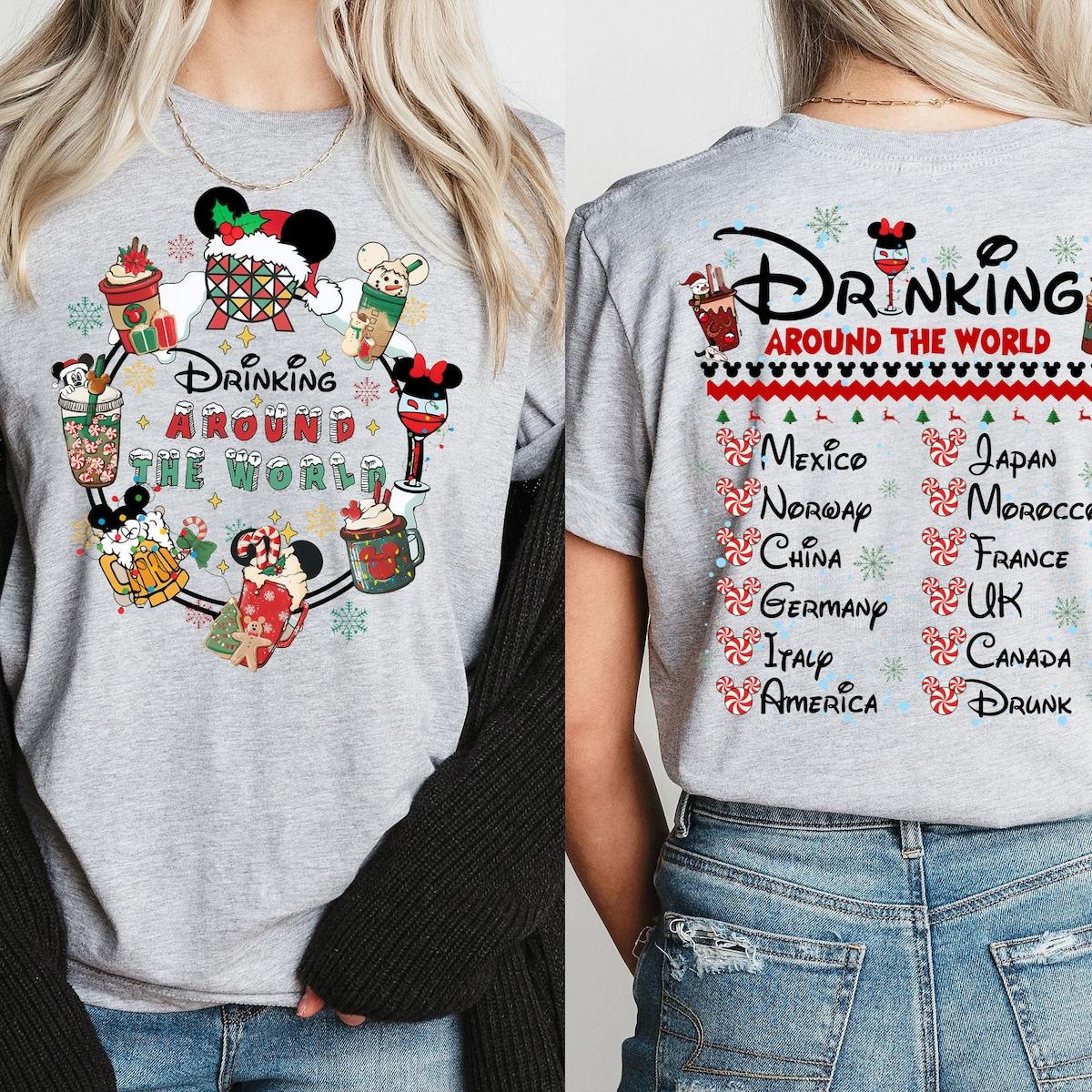 Drinking Around The World Christmas Family Trip Shirt 5