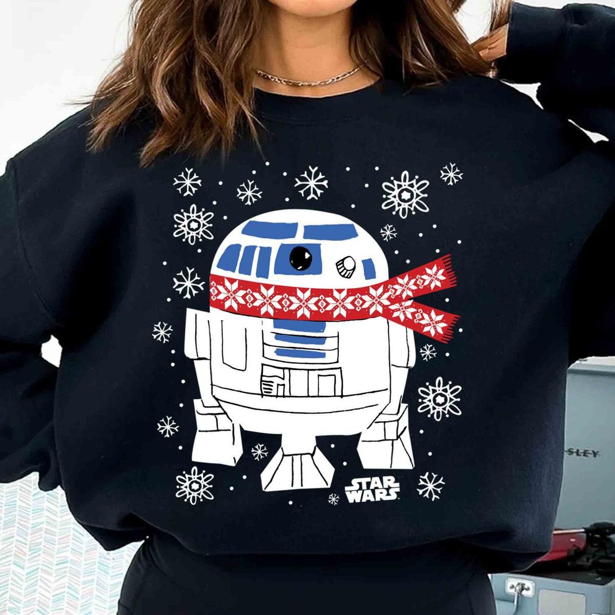 Droids R2 d2 In The Snow Holiday Christmas Shirt 2