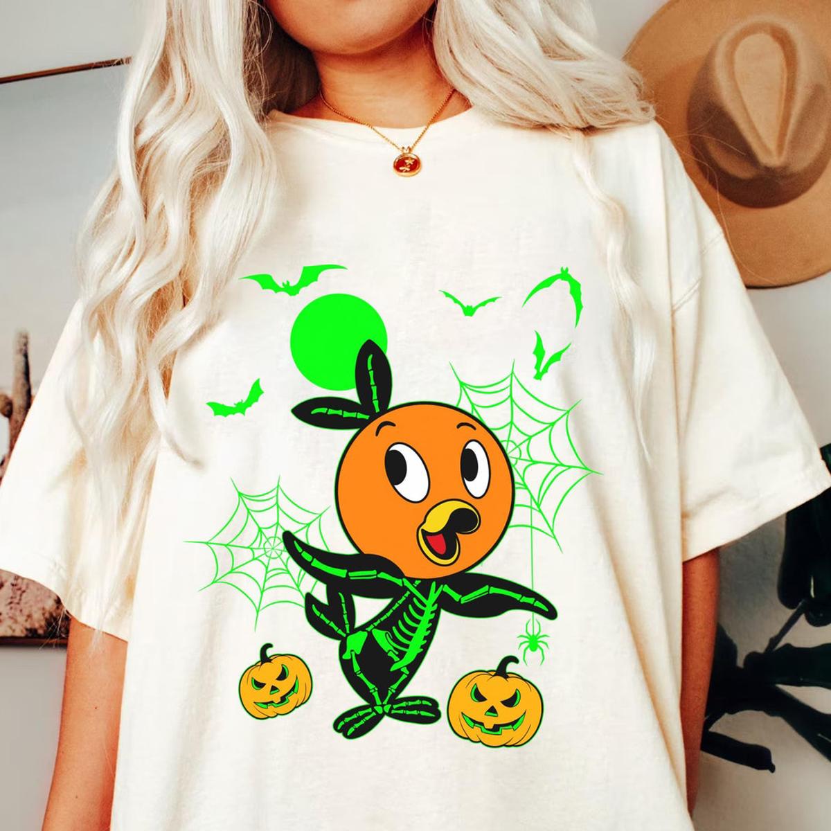 Epcot Orange Bird Skeleton With Pumpkin Lantern Shirt 2