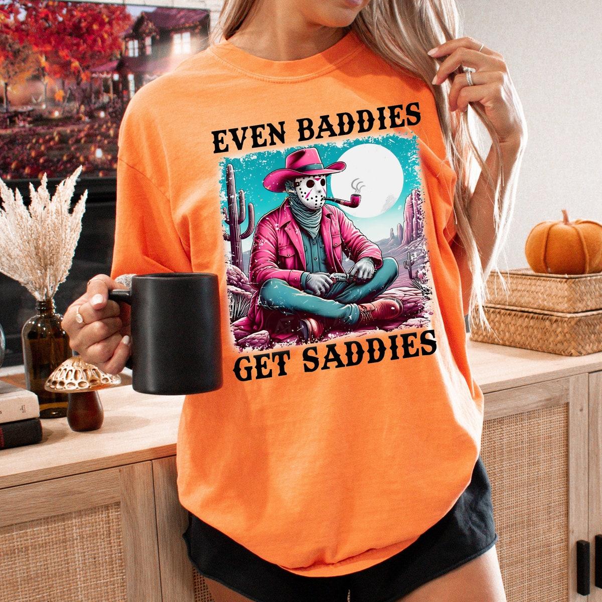 Even Baddies Get Saddies Western Jason Voorhees Halloween Shirt 2