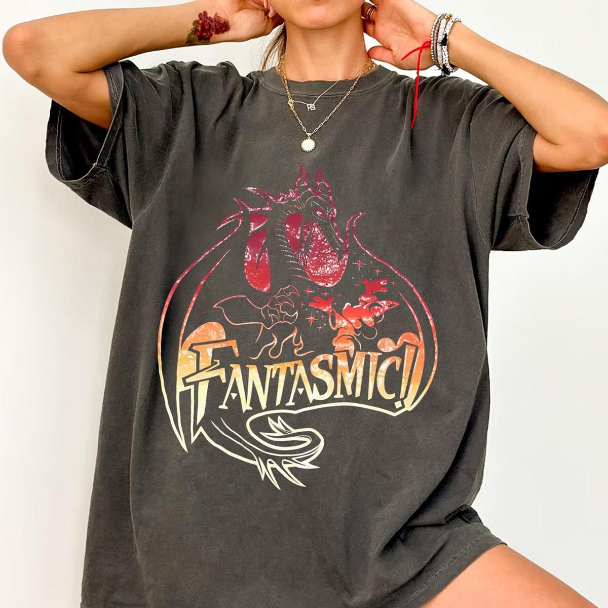 Fantasmic Maleficent Dragon Mickey Mouse Sorcerer Shirt 3