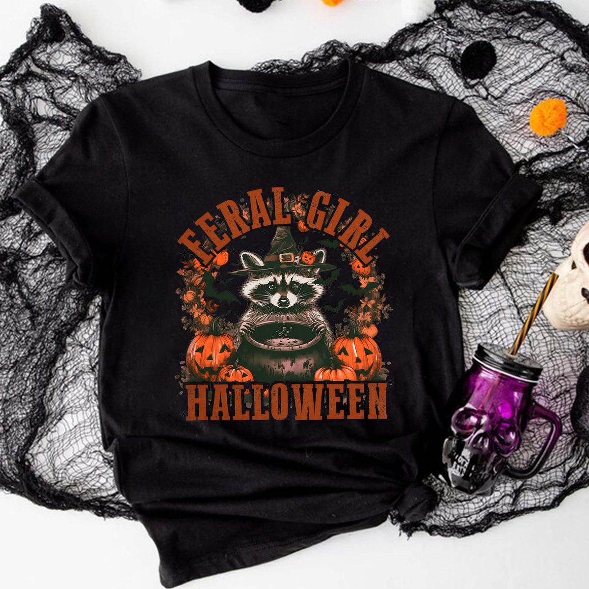 Feral Girl Halloween Vibe Spooky Season Shirt 5