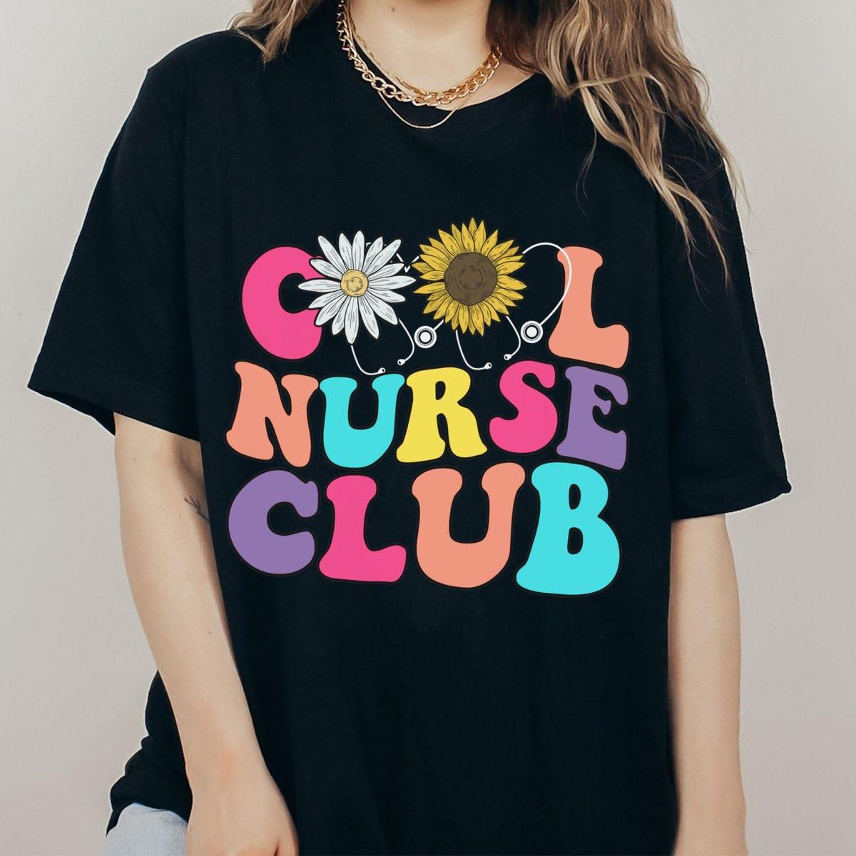 Floral Cool Nurse Club Nurse Daisy Sunflower Shirt 1