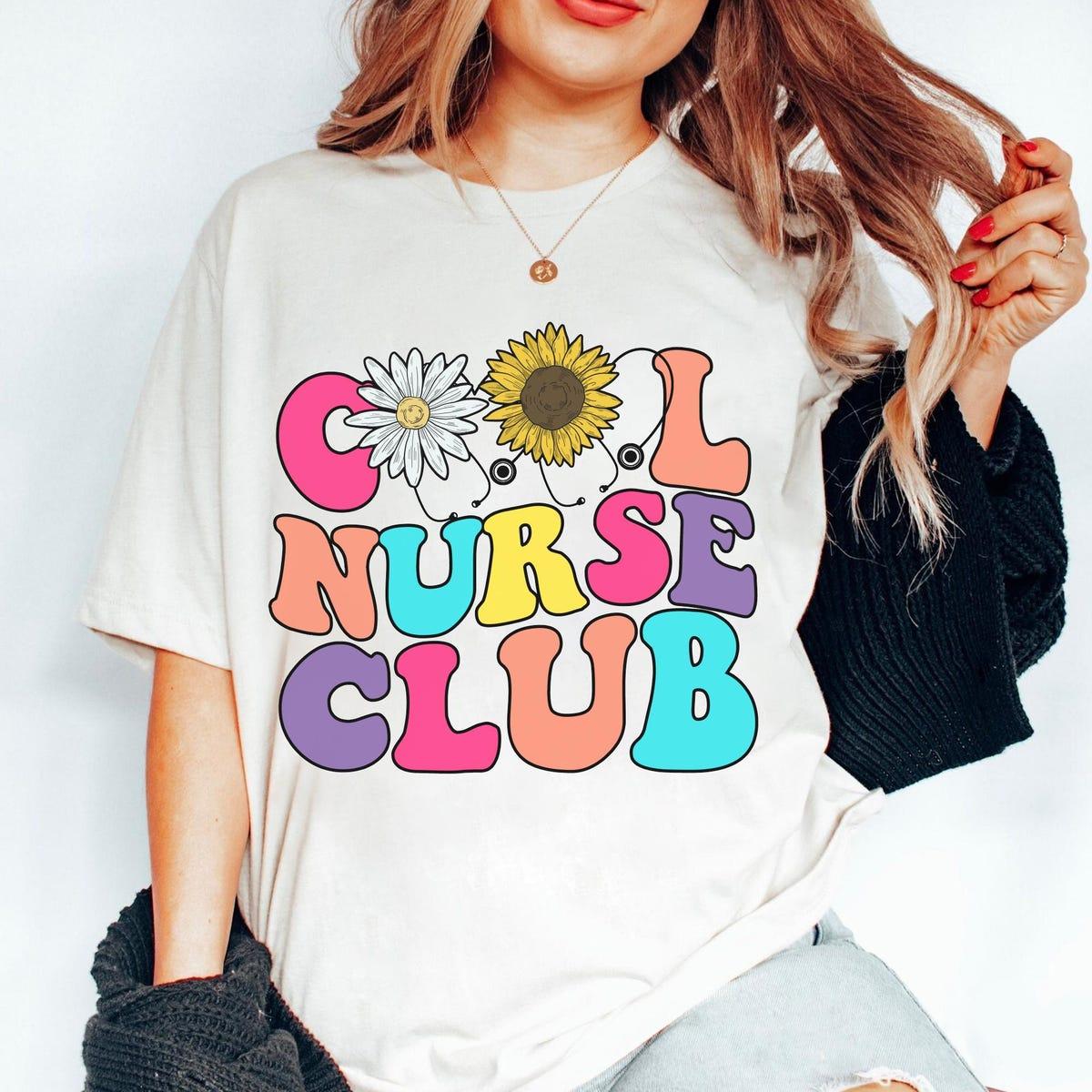 Floral Cool Nurse Club Nurse Daisy Sunflower Shirt 2