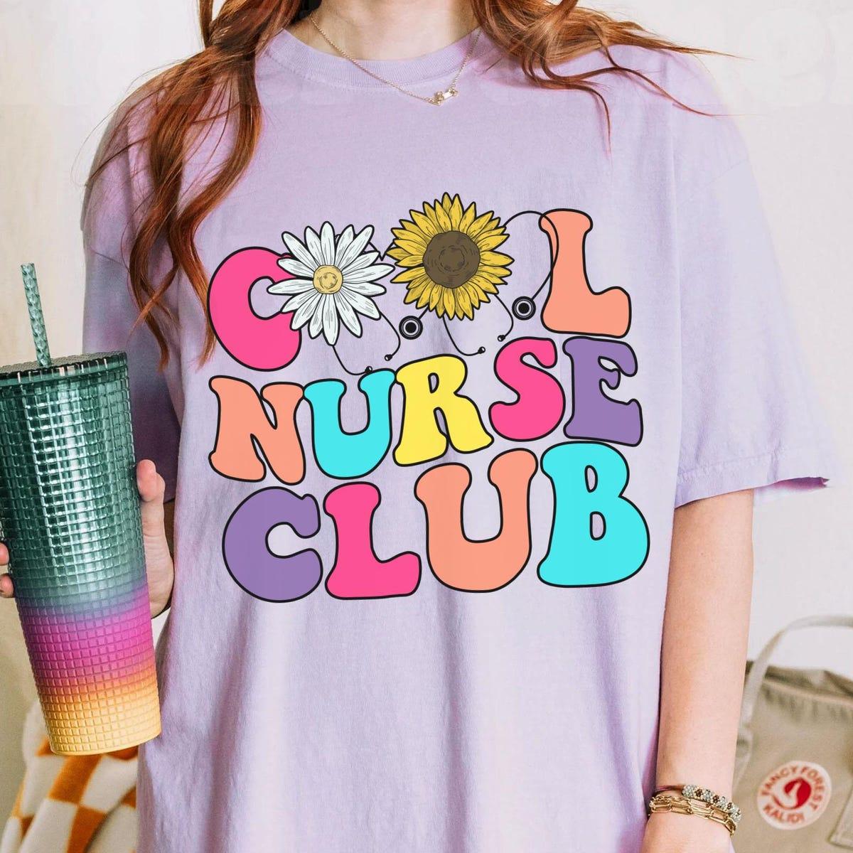 Floral Cool Nurse Club Nurse Daisy Sunflower Shirt 6