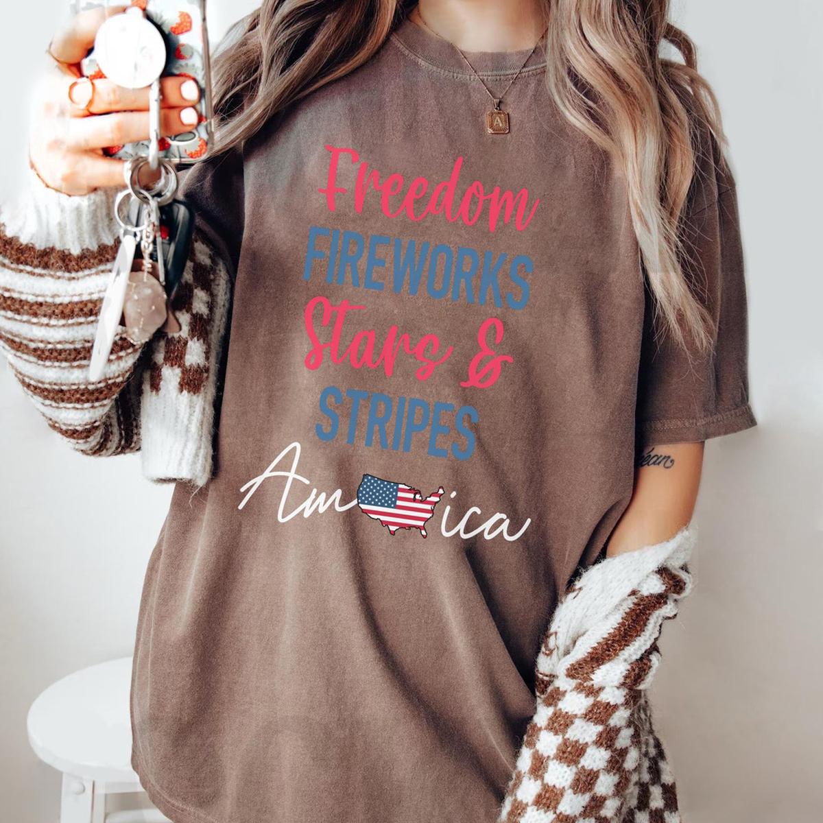 Freedom Fireworks Stars Stripes America Happy 4th Of July Shirt 7