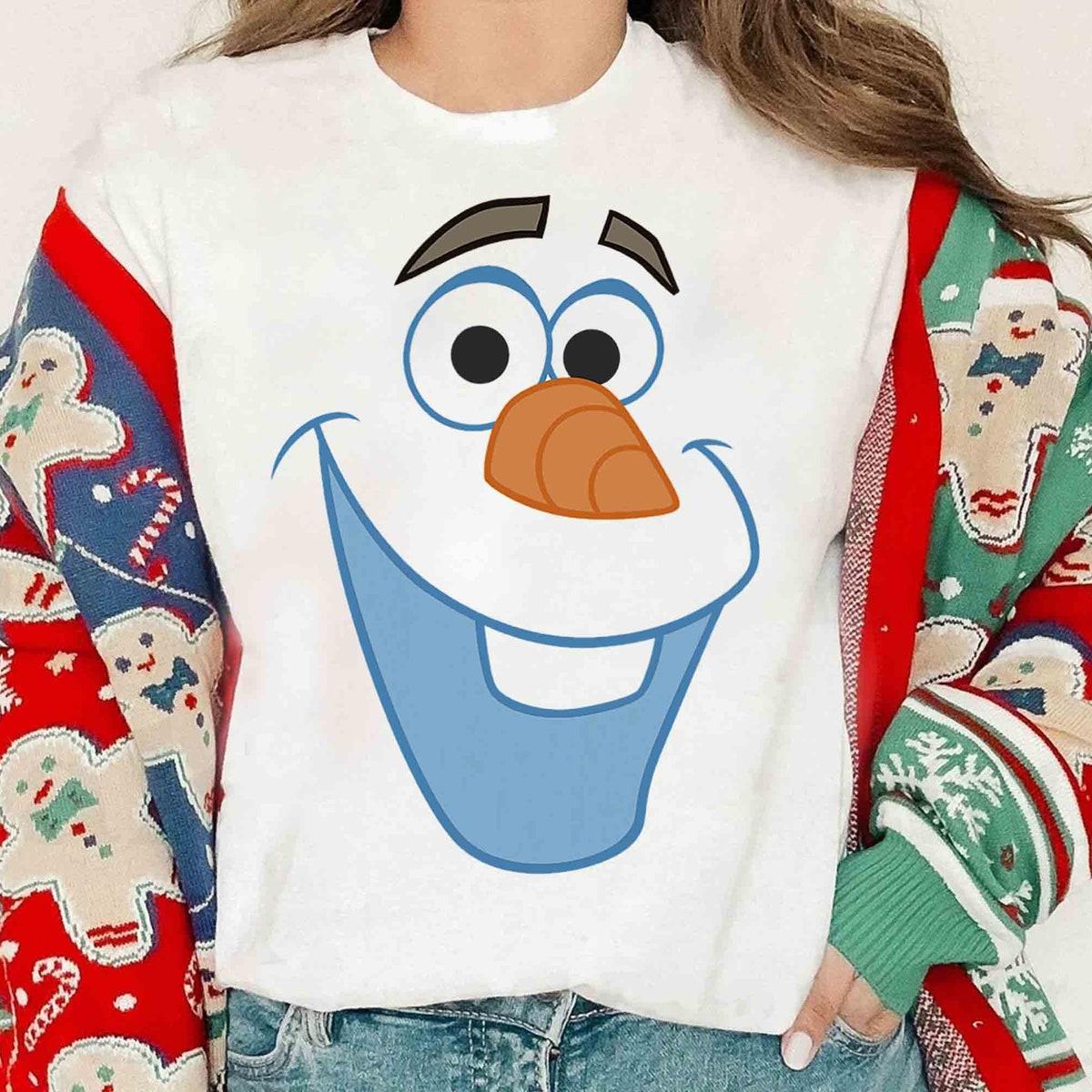 Frozen Olaf Big Face Cartoon Custom Merry Xmas Matching Shirt 2