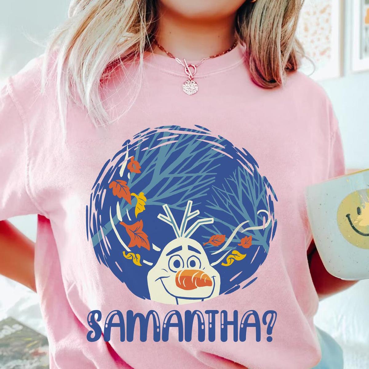 Frozen Olaf With Falling Leaves Samantha Shirt 2