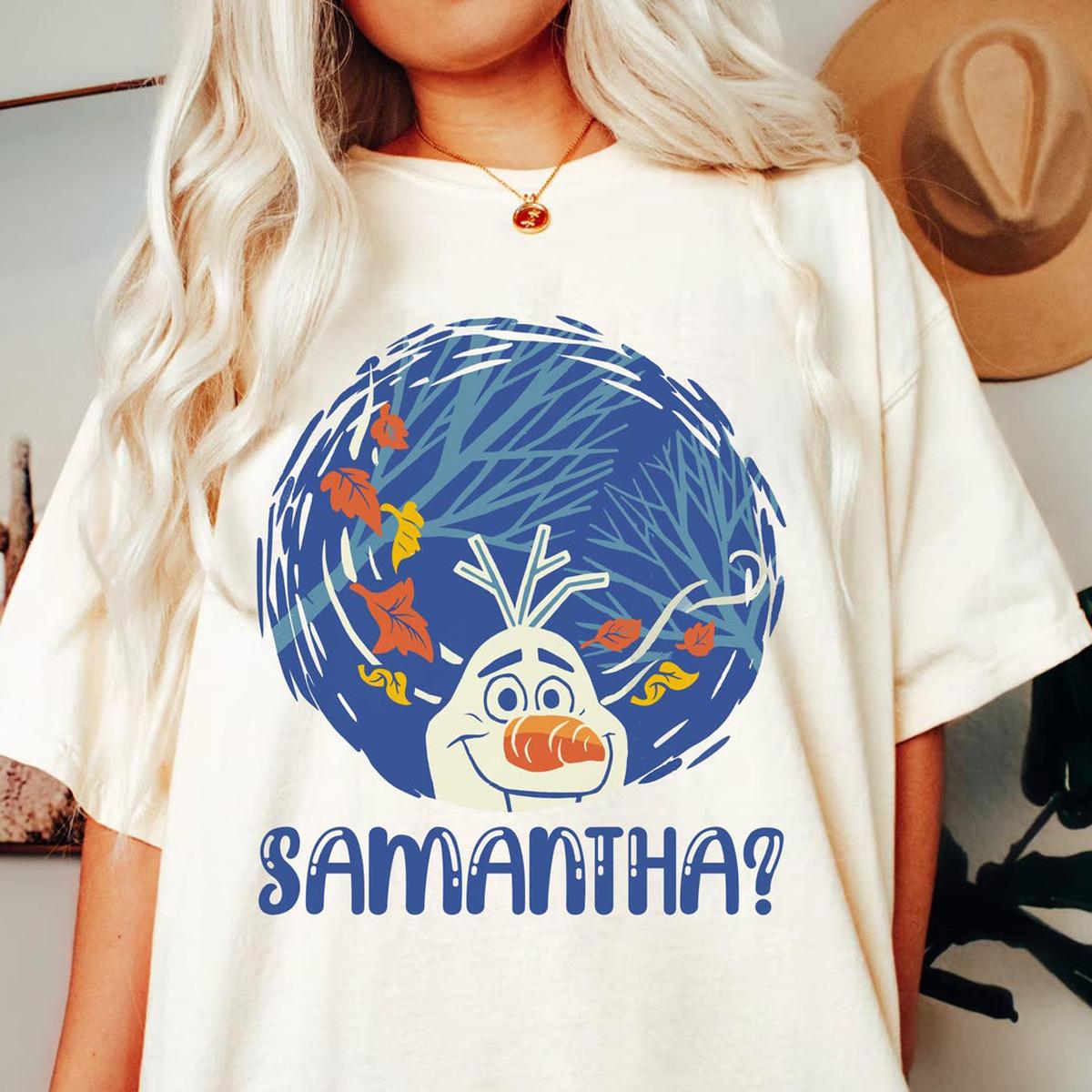 Frozen Olaf With Falling Leaves Samantha Shirt 6