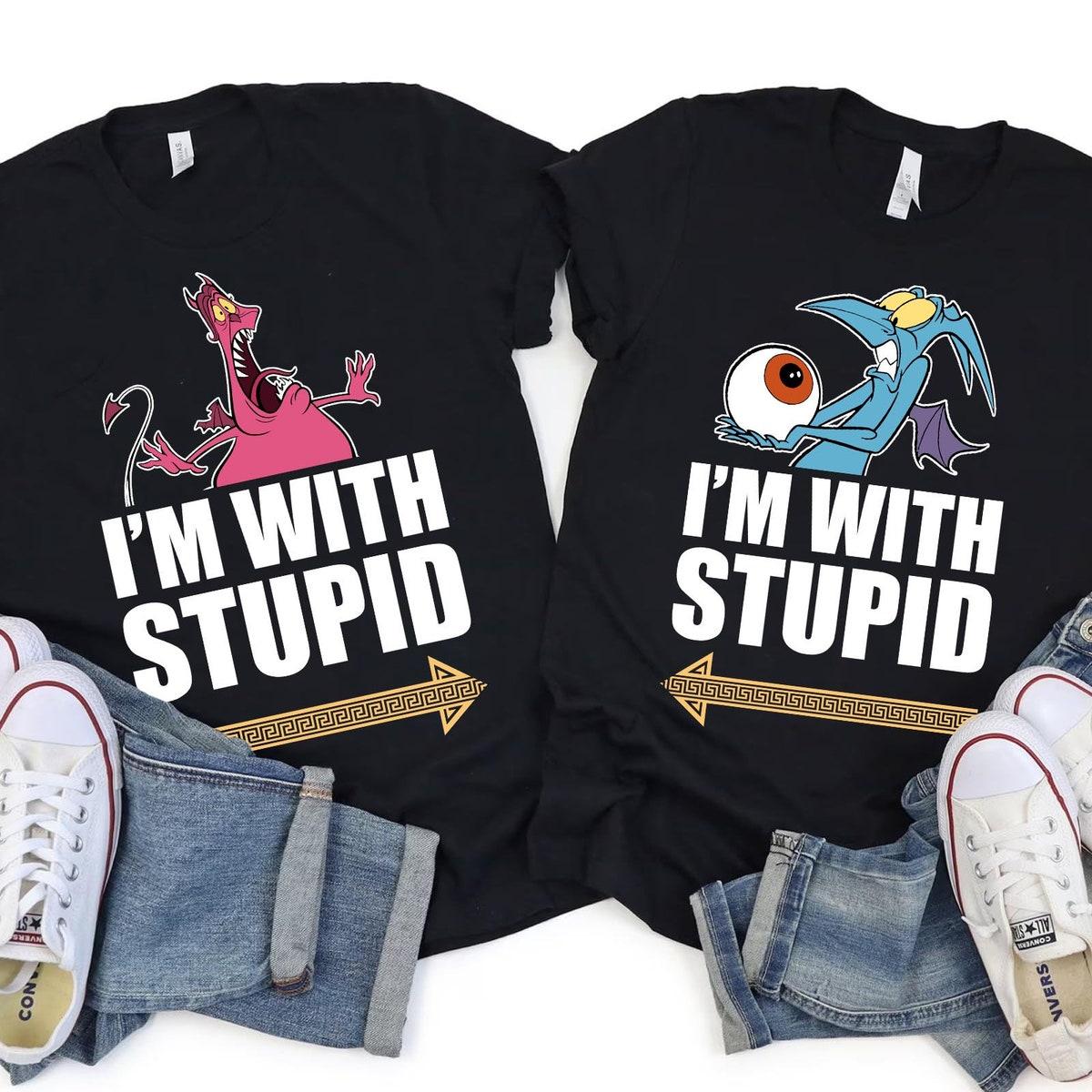 Funny Pain And Panic I'm With Stupid Hercules Villains Couple Matching Shirt 4