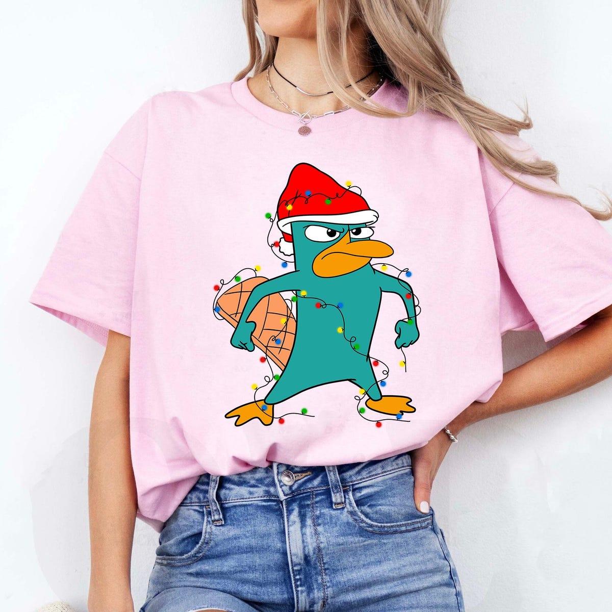 Funny Santa Perry The Platypus Christmas Lights Shirt 2