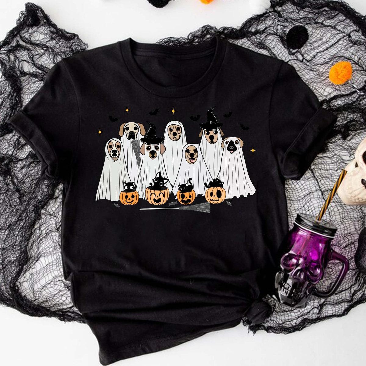 Ghost Dogs Ghost Cat Halloween Shirt 4