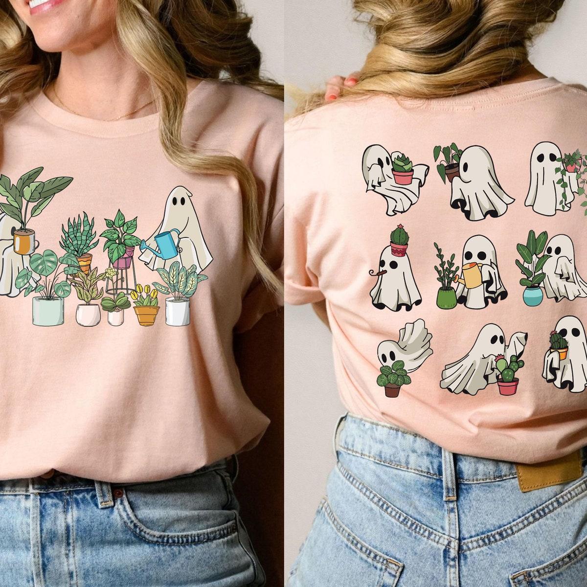 Ghost Plant Ghost Watering Flowers Shirt 3