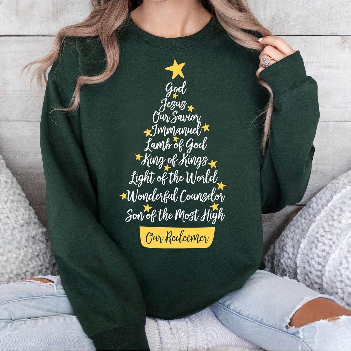 God Jesus Our Savior Christmas Christmas Tree Jesus Shirt 7