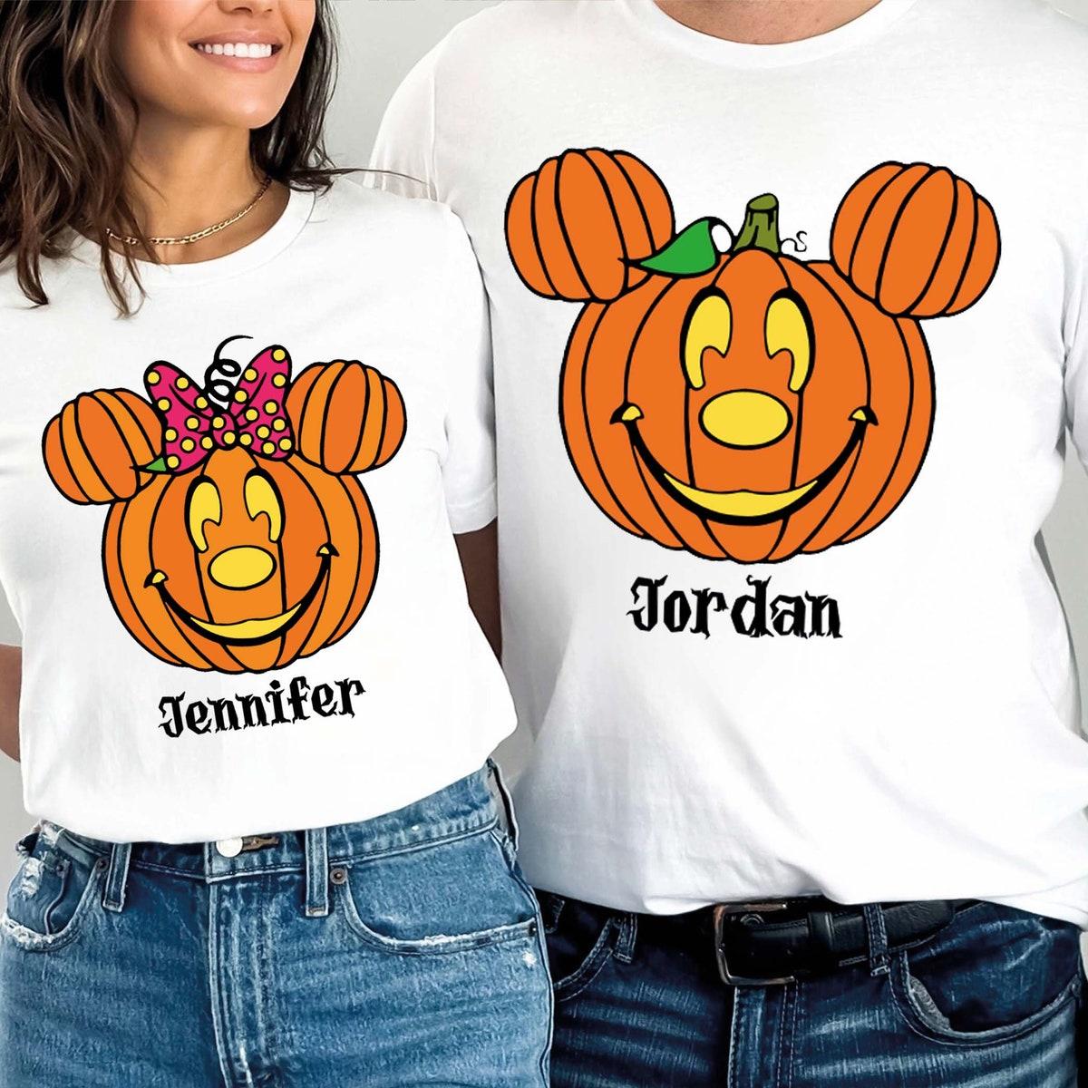 Halloween Mickey Minnie Pumpkin Head Shirt 1