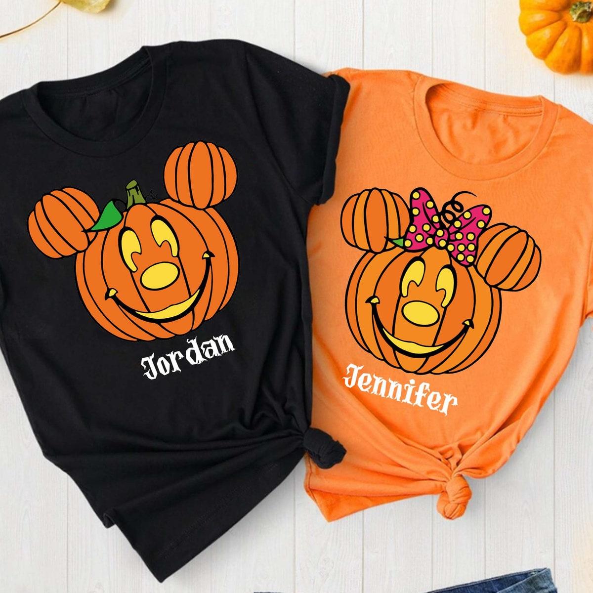 Halloween Mickey Minnie Pumpkin Head Shirt 2