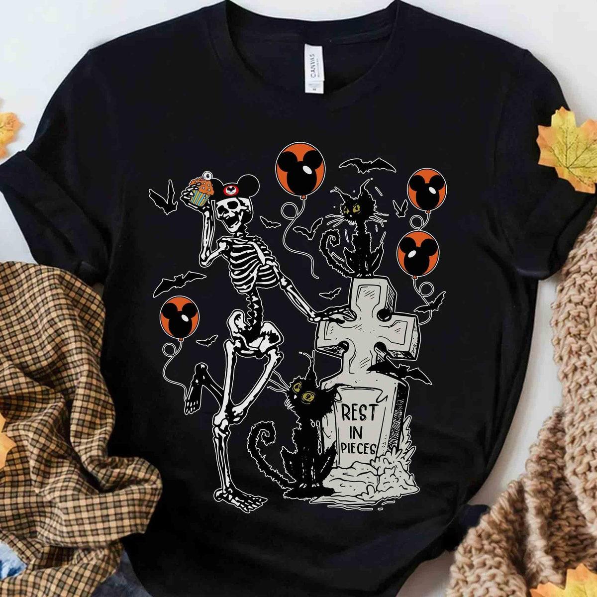 Halloween Party Dancing Skeleton And Black Cat Shirt 3