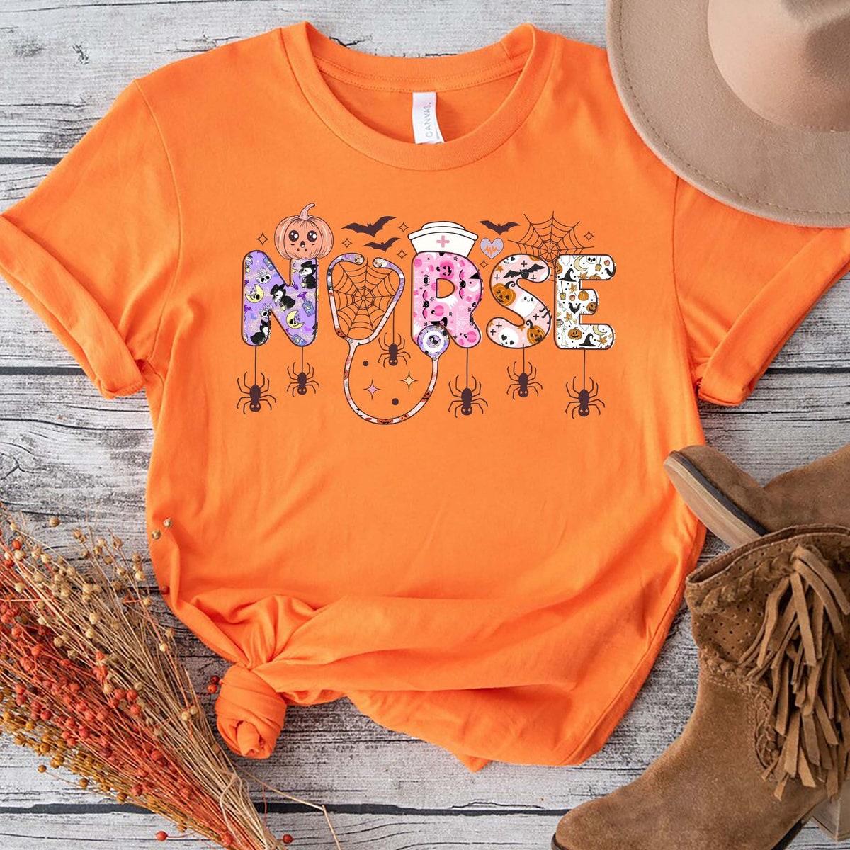 Halloween Vibe Nurse Ghosts Pumpkin Shirt 2