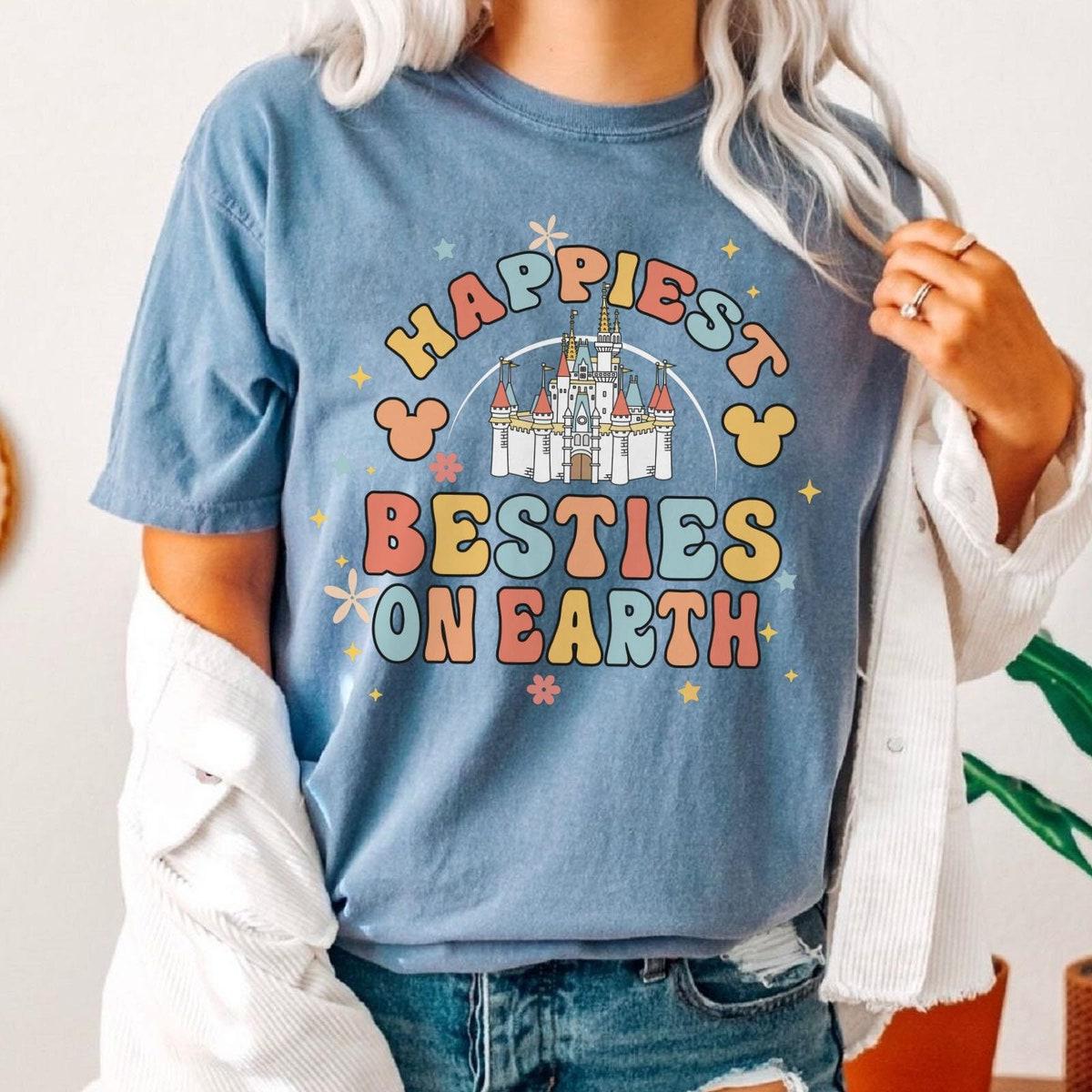 Happiest Bestie On Earth Castle Floral Best Friends Shirt 1