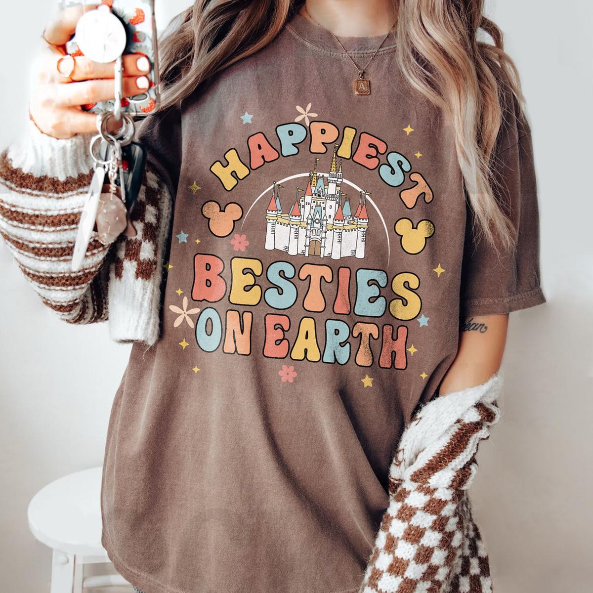 Happiest Bestie On Earth Castle Floral Best Friends Shirt 2