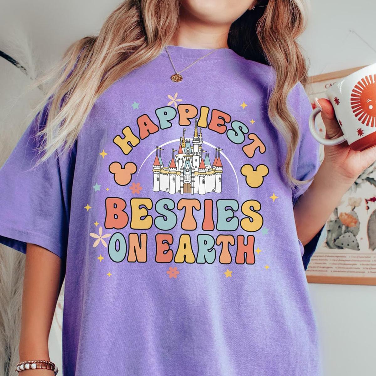 Happiest Bestie On Earth Castle Floral Best Friends Shirt 3