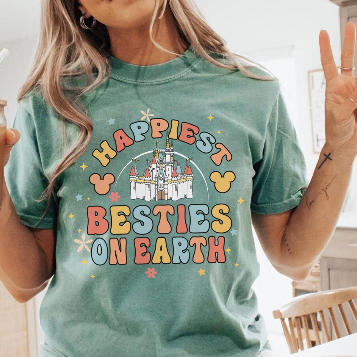 Happiest Bestie On Earth Castle Floral Best Friends Shirt 4