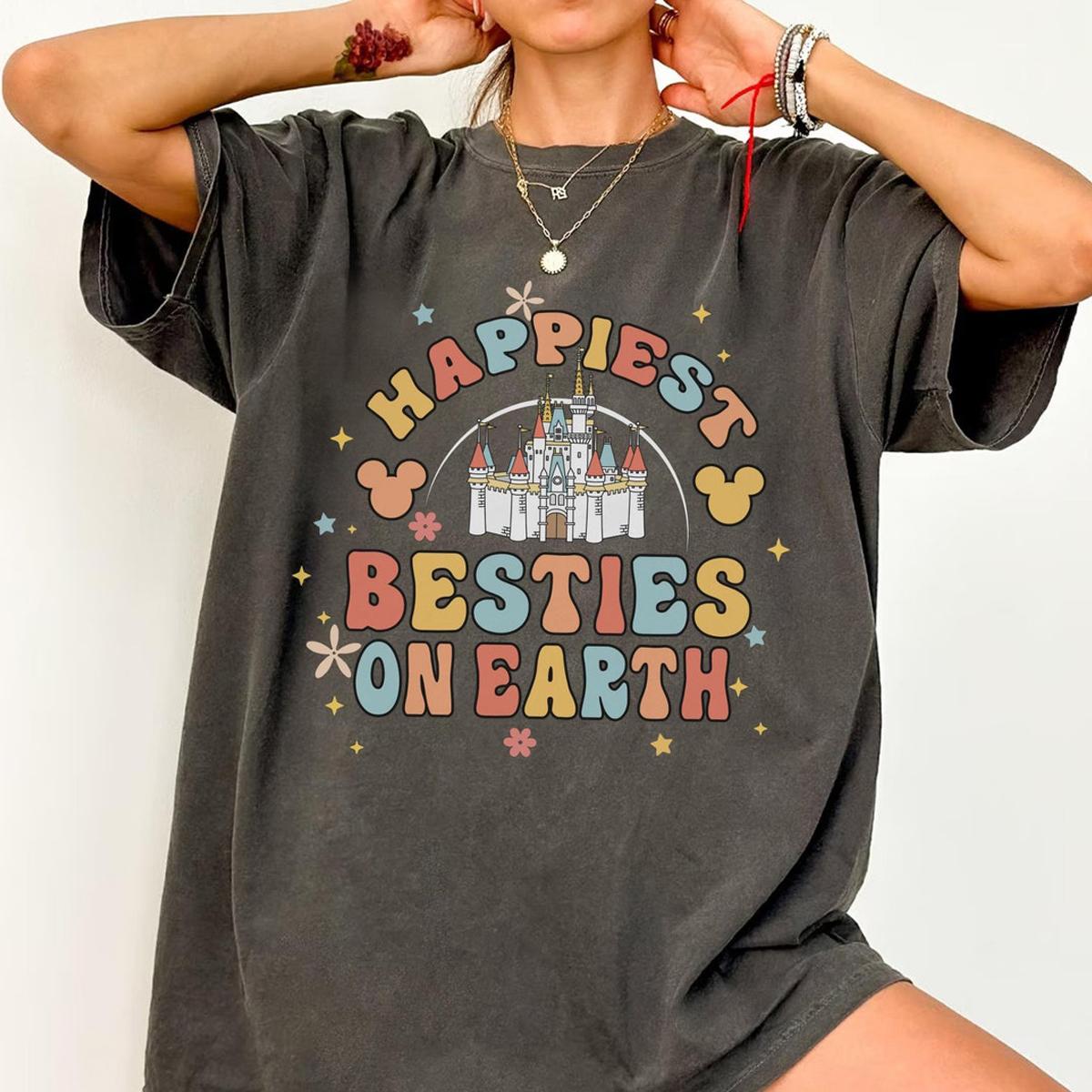 Happiest Bestie On Earth Castle Floral Best Friends Shirt 5