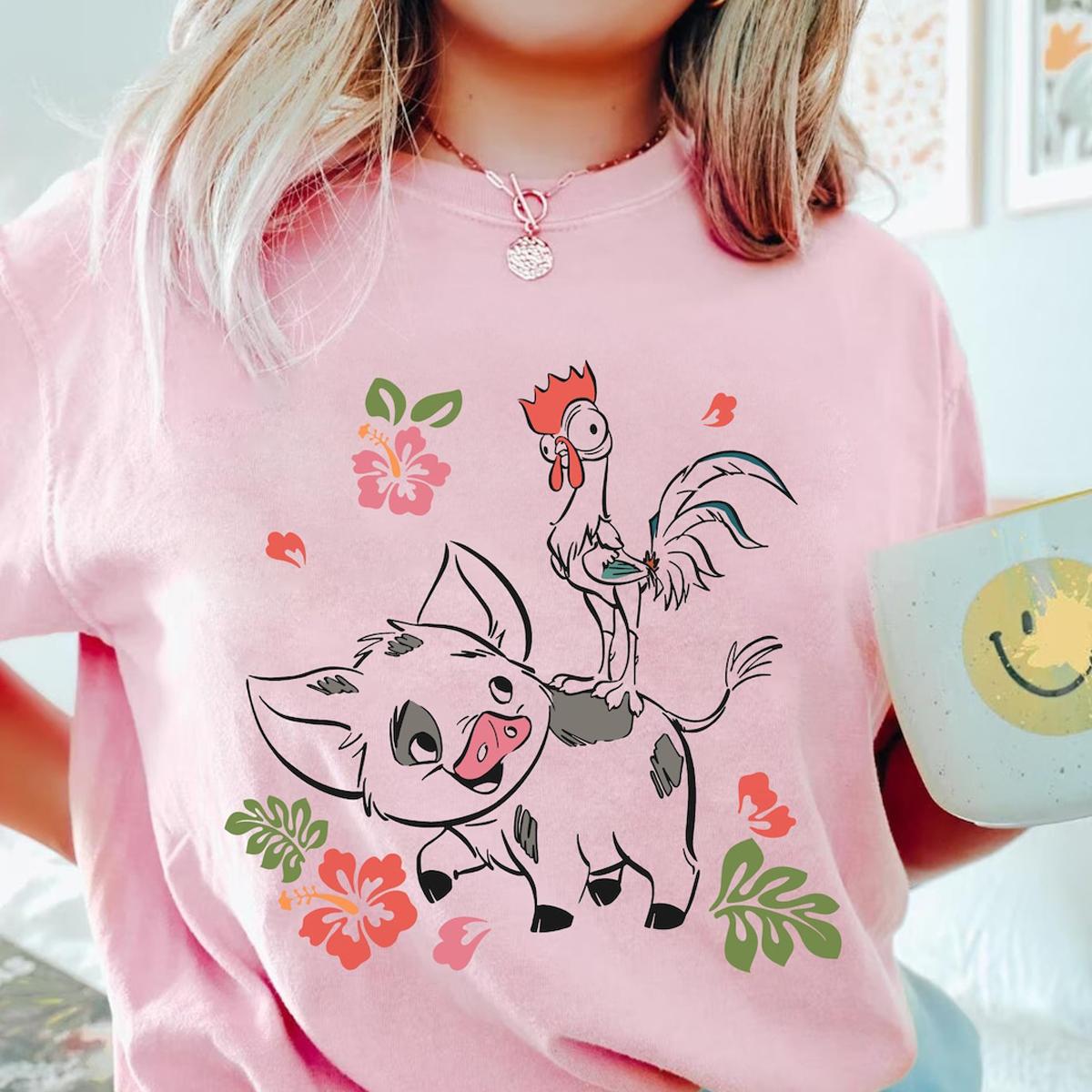 Hei Hei And Pua Flower Outline Moana Friends Shirt 1