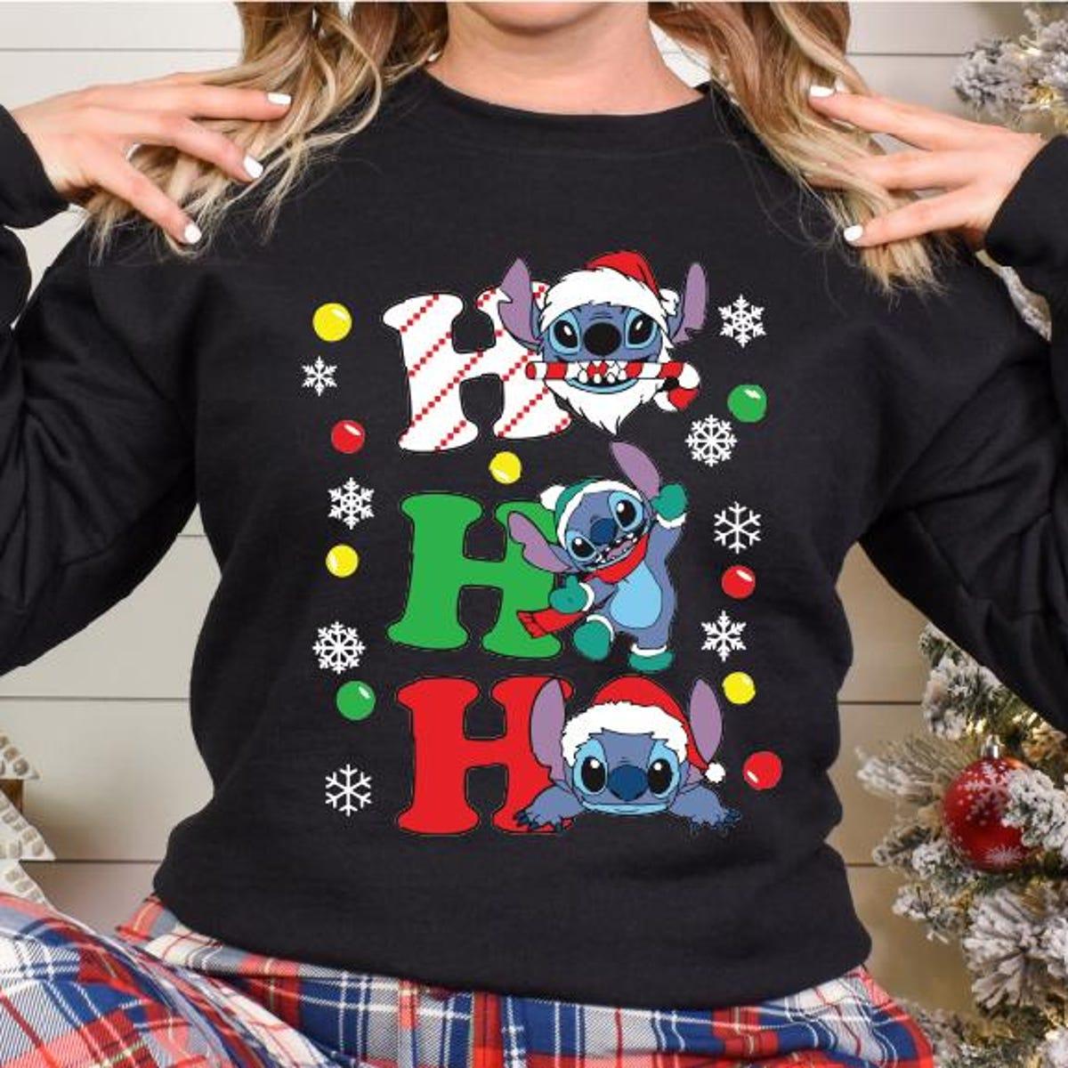 Ho Ho Ho Stitch Santa Christmas Shirt 5