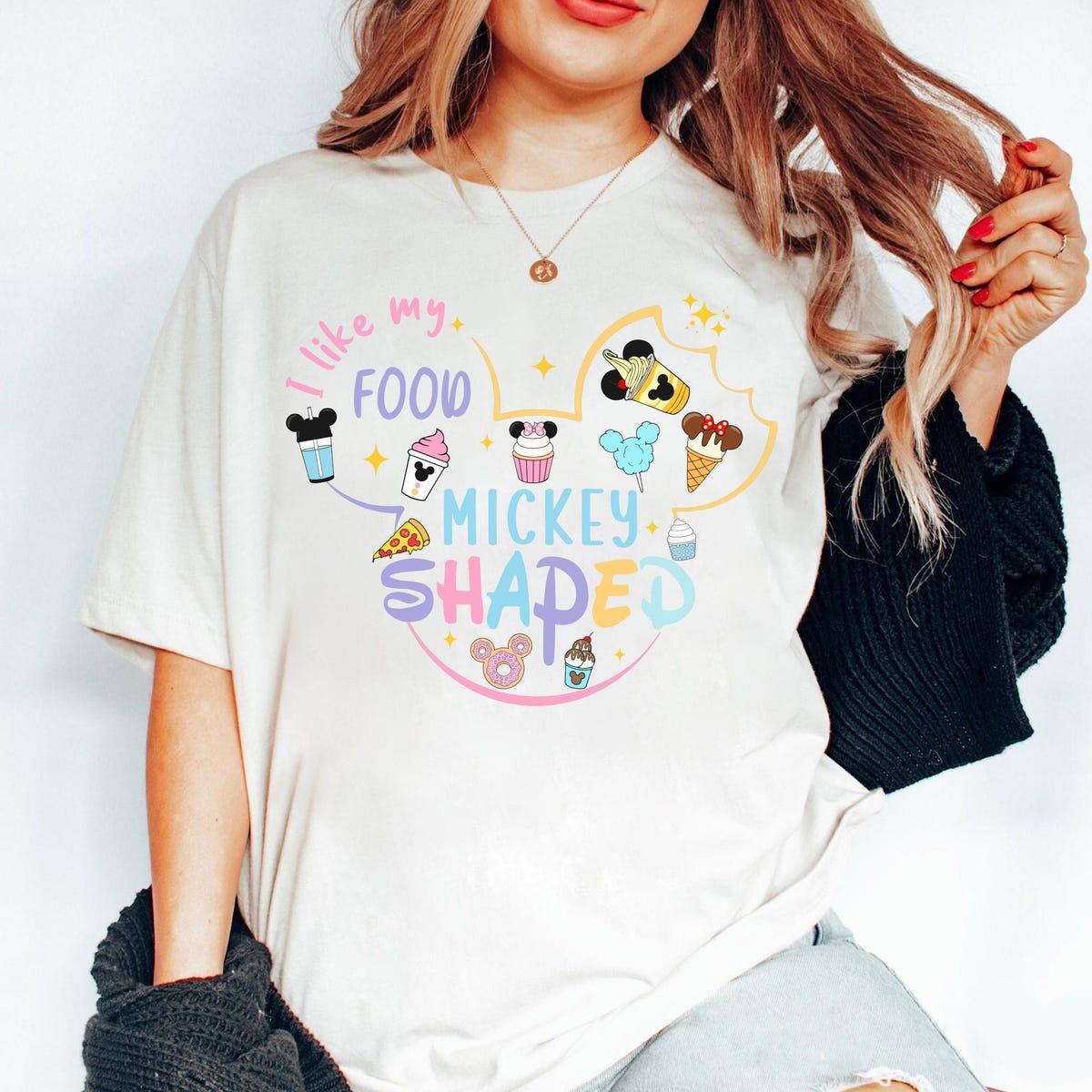 I Like My Food Mickey Shaped Vintage Disney Snacks Shirt 2