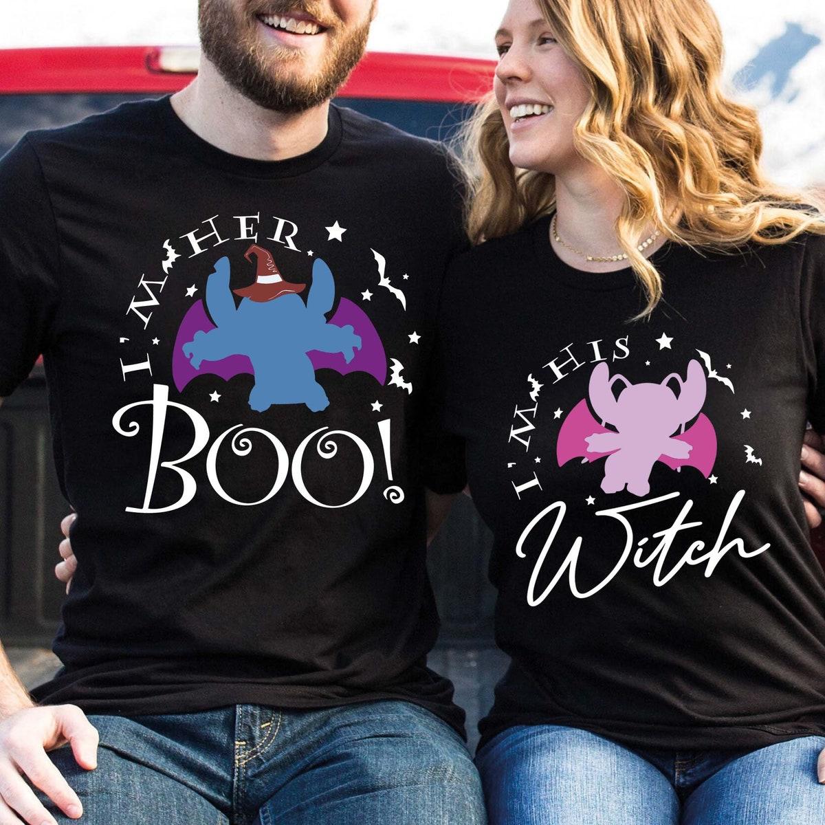 I'm Her Boo I'm His Witch Stitch And Angel Halloween Shirt 1