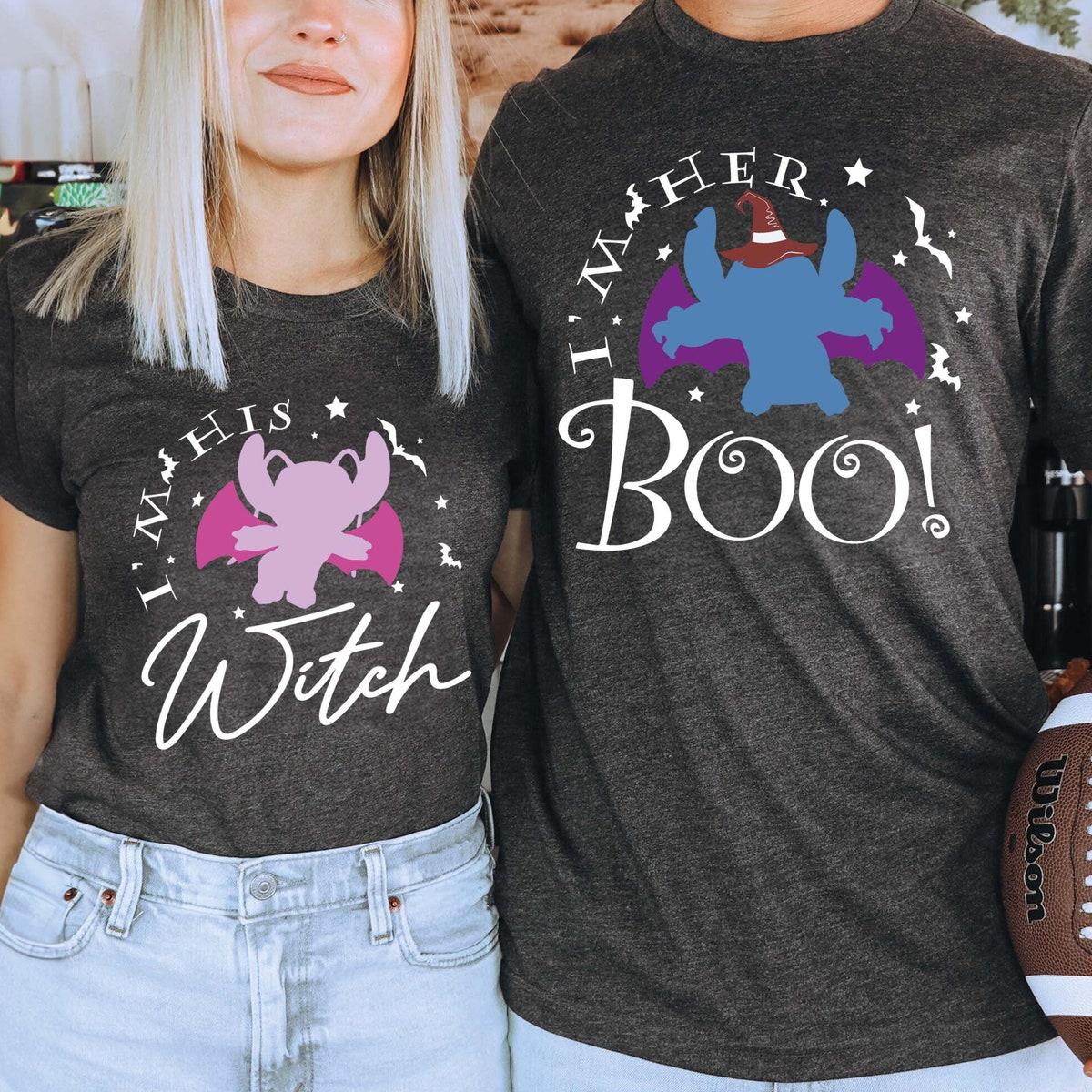 I'm Her Boo I'm His Witch Stitch And Angel Halloween Shirt 2