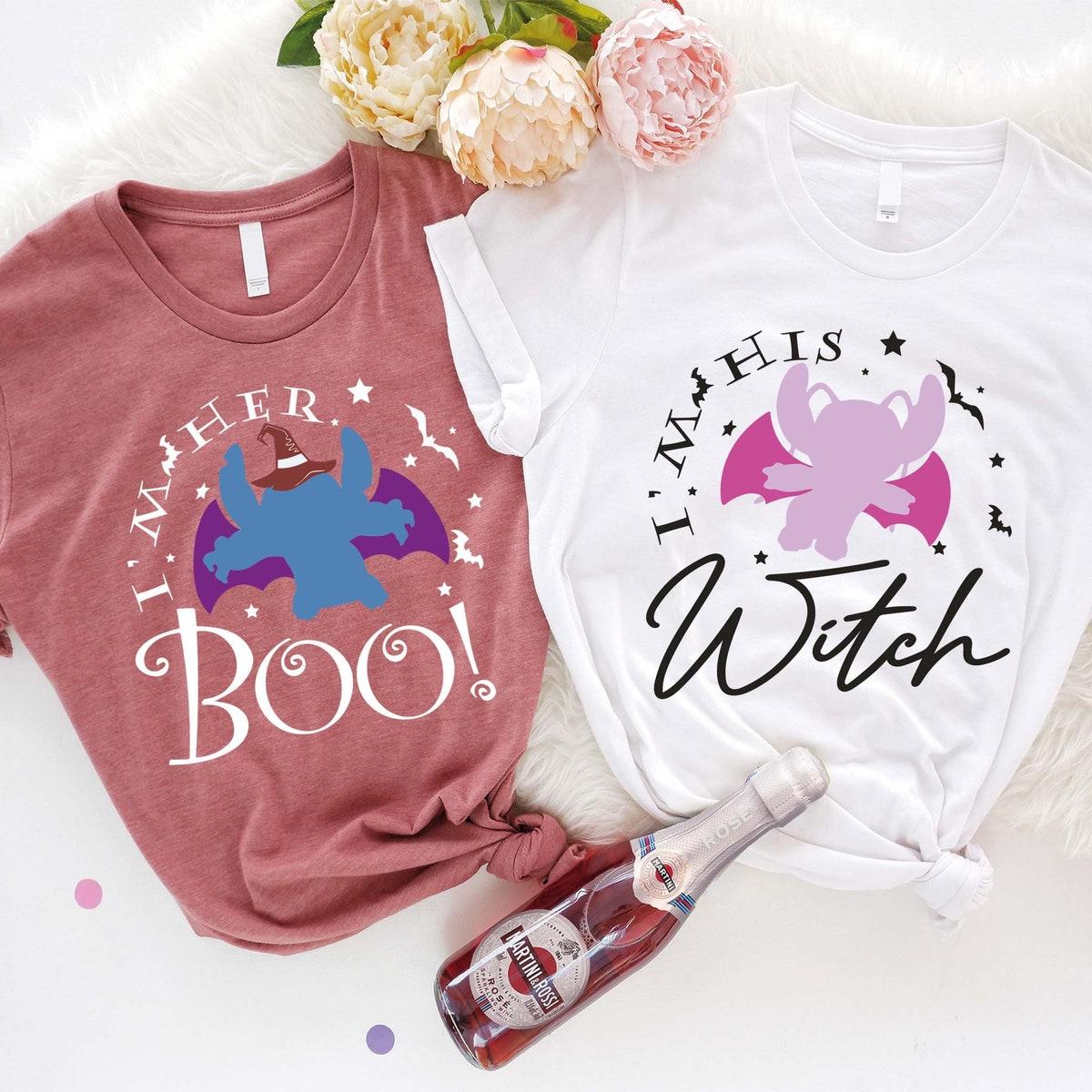 I'm Her Boo I'm His Witch Stitch And Angel Halloween Shirt 4