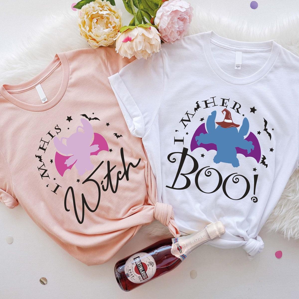 I'm Her Boo I'm His Witch Stitch And Angel Halloween Shirt 5