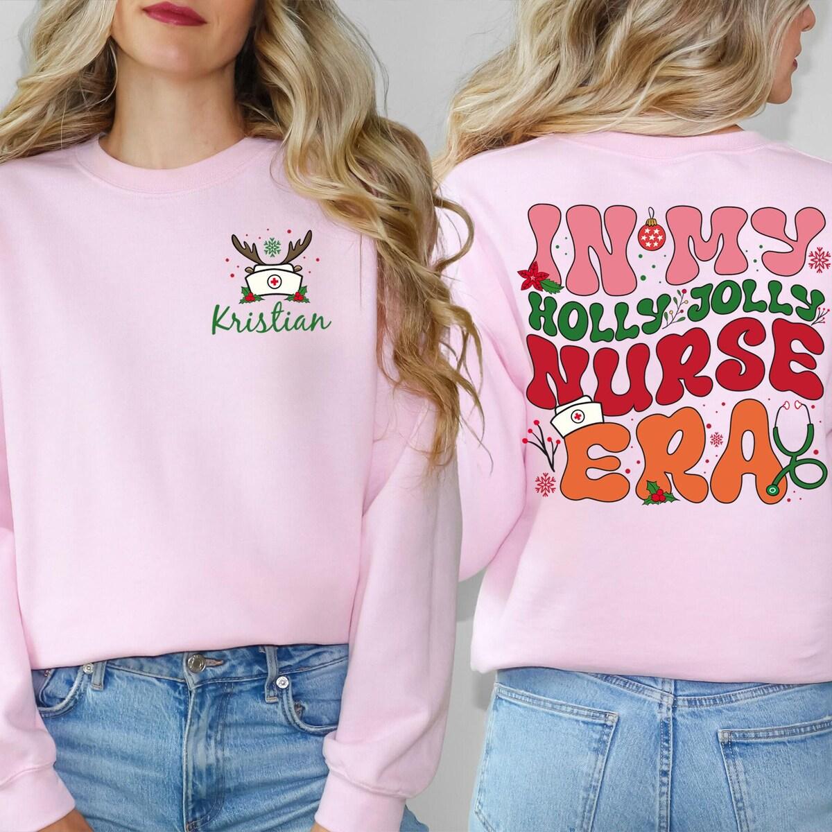 In My Holly Jolly Nurse Era Nurse Christmas Shirt 1