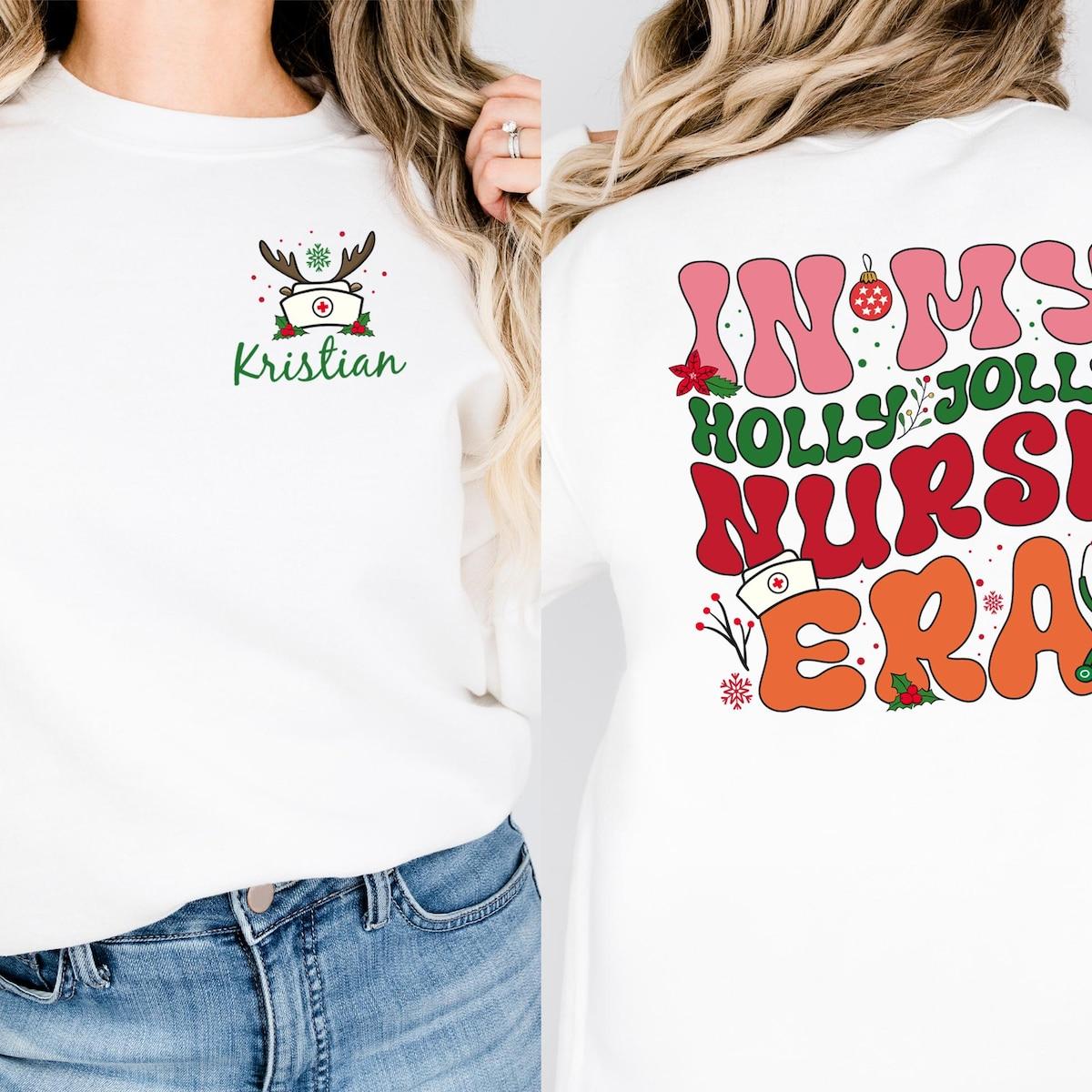 In My Holly Jolly Nurse Era Nurse Christmas Shirt 3