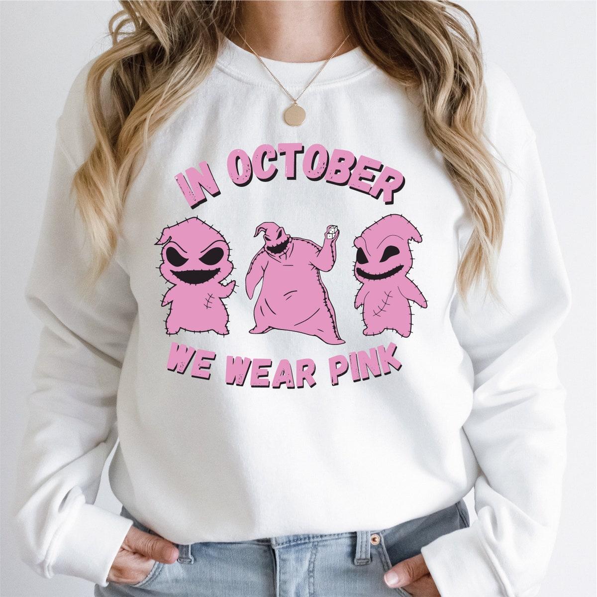 In October We Wear Pink Oogie Boogies Breast Cancer Awareness Halloween Shirt 2