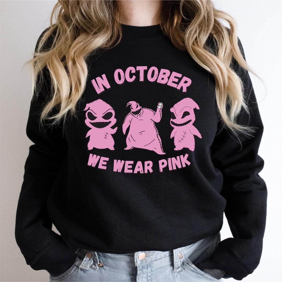 In October We Wear Pink Oogie Boogies Breast Cancer Awareness Halloween Shirt 3