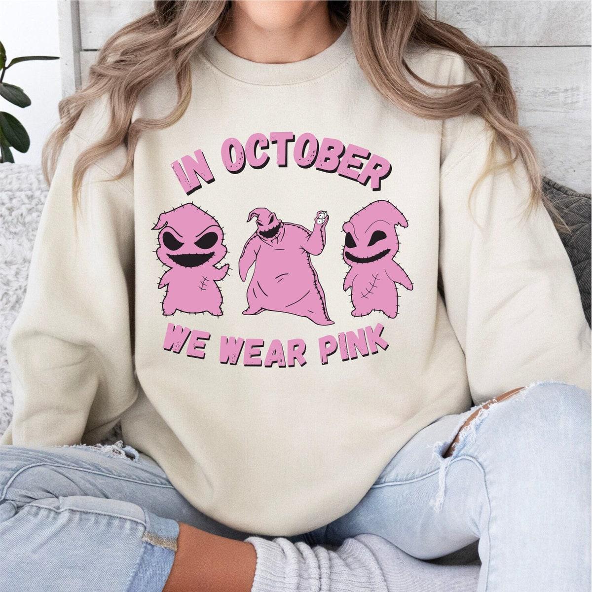 In October We Wear Pink Oogie Boogies Breast Cancer Awareness Halloween Shirt 4