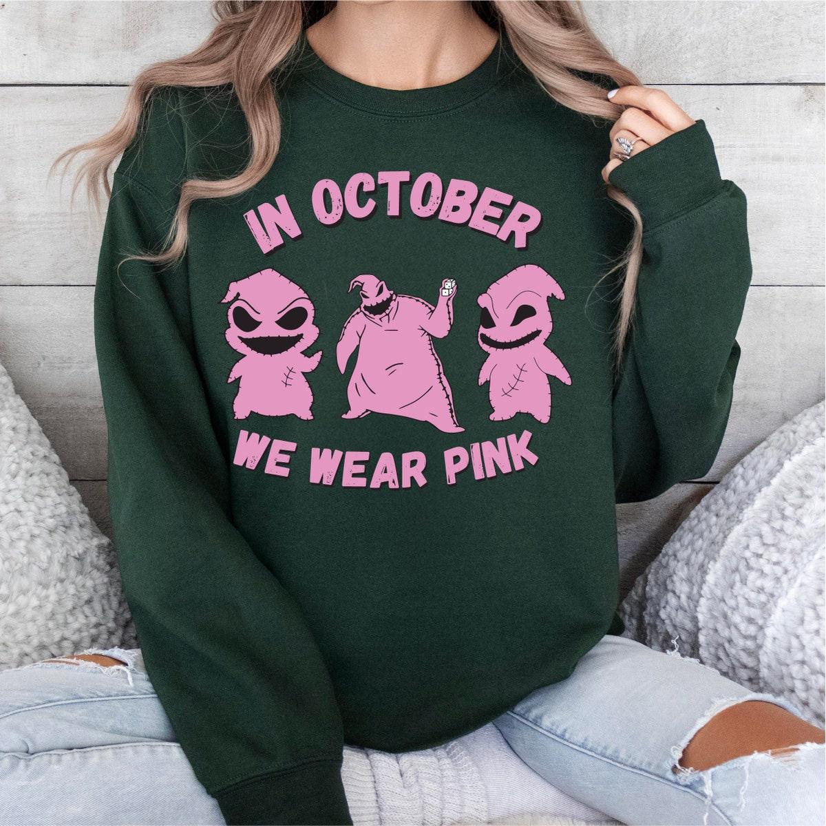 In October We Wear Pink Oogie Boogies Breast Cancer Awareness Halloween Shirt 5