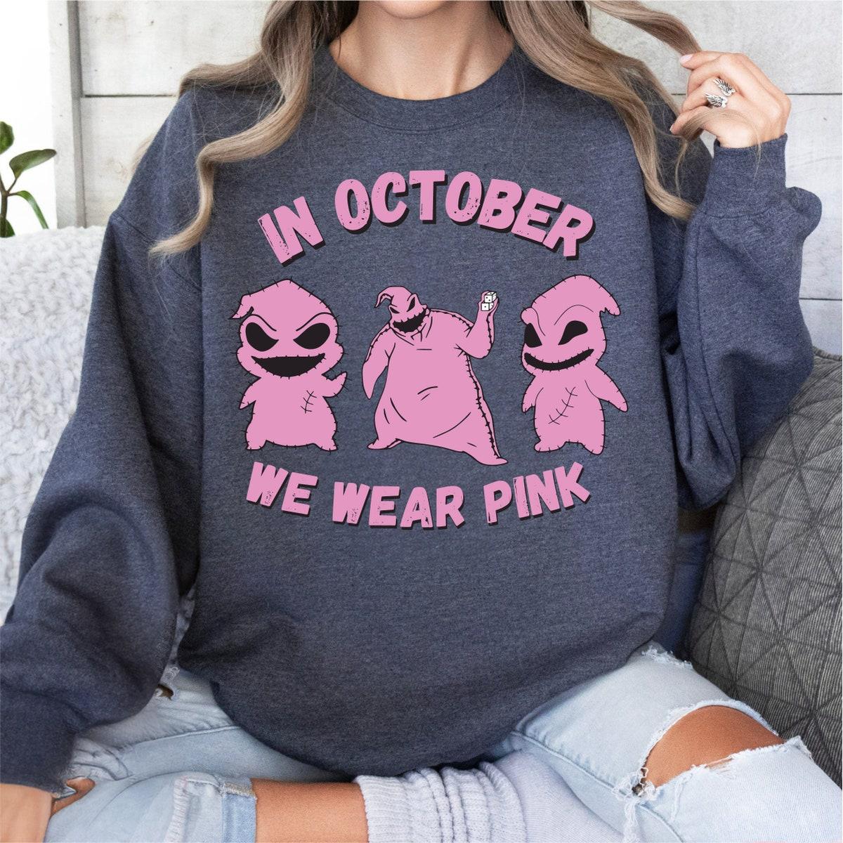 In October We Wear Pink Oogie Boogies Breast Cancer Awareness Halloween Shirt 6