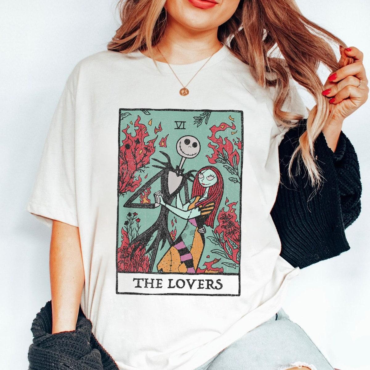 Jack Sally The Lovers Tarot Card Halloween Couple Matching Shirt 1