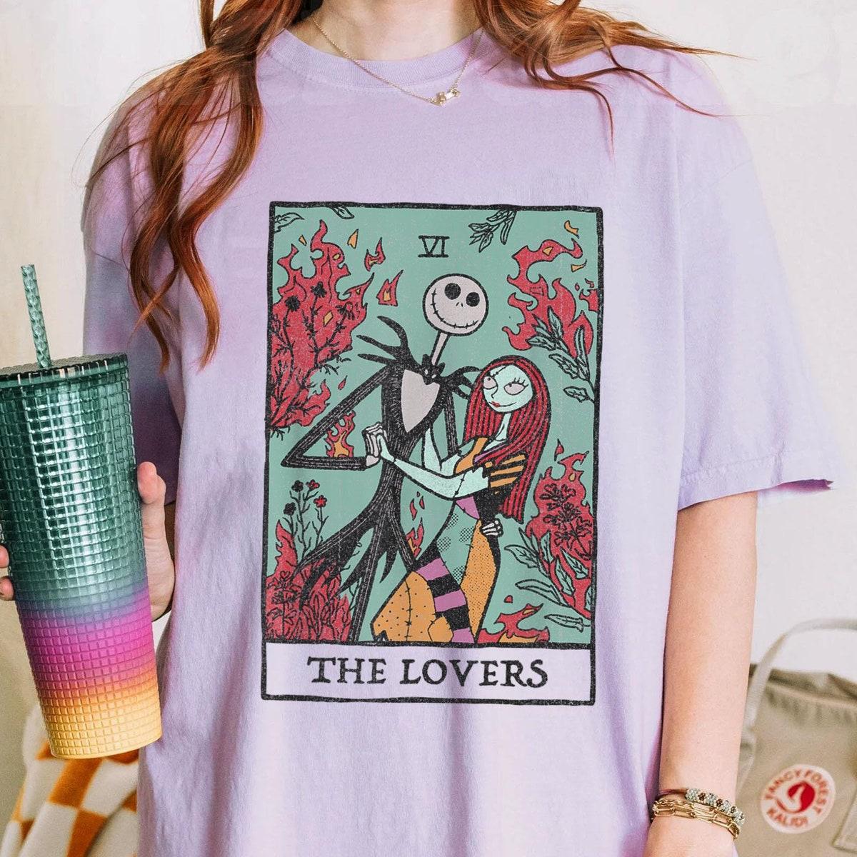 Jack Sally The Lovers Tarot Card Halloween Couple Matching Shirt 2