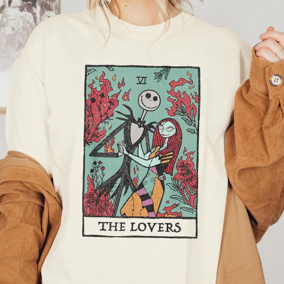 Jack Sally The Lovers Tarot Card Halloween Couple Matching Shirt 3