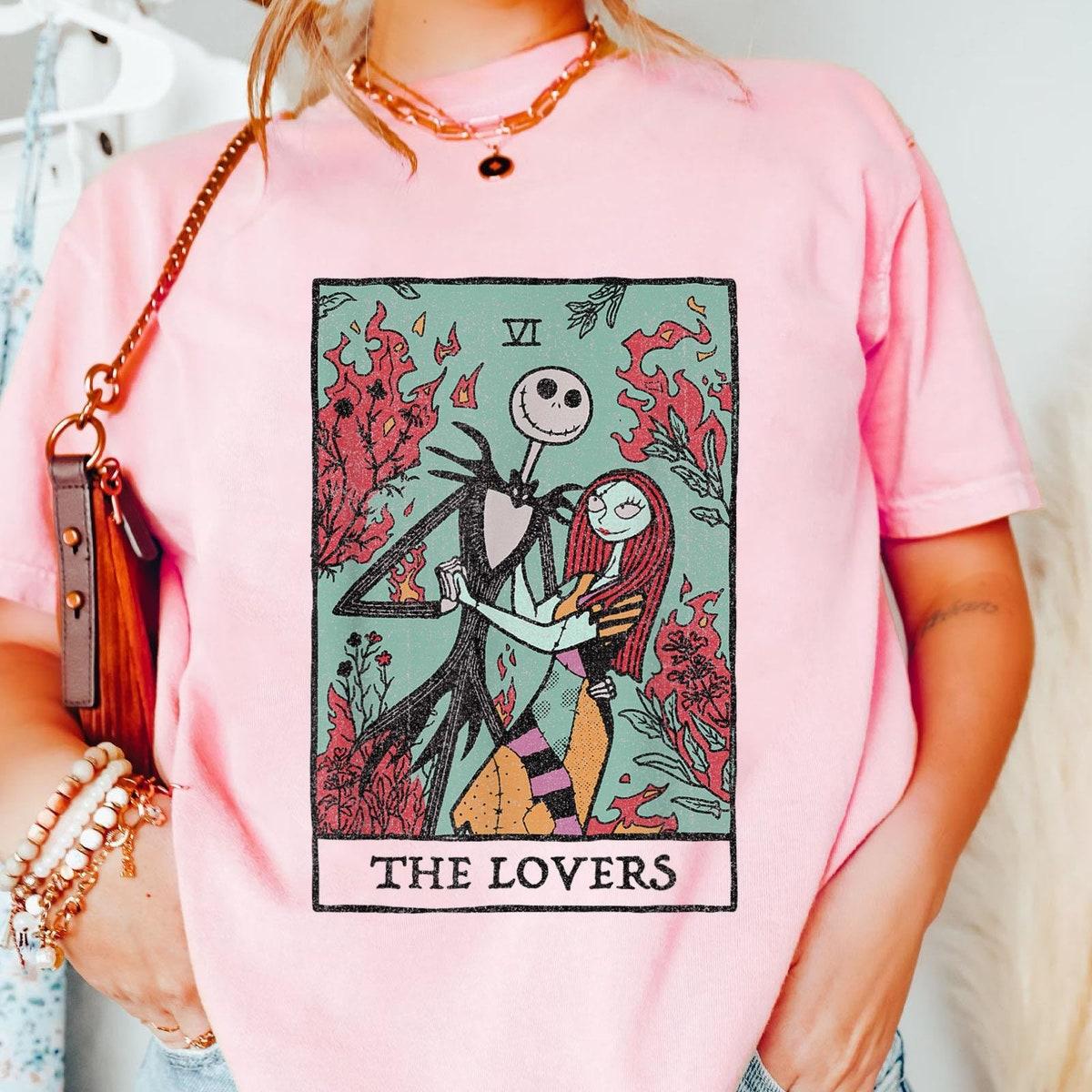 Jack Sally The Lovers Tarot Card Halloween Couple Matching Shirt 4