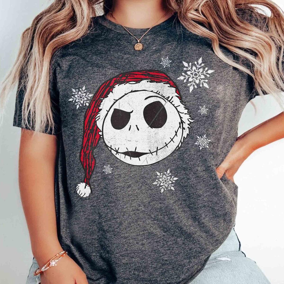 Jack Skellington Santa Claus Big Face Snowflake Xmas Shirt 1