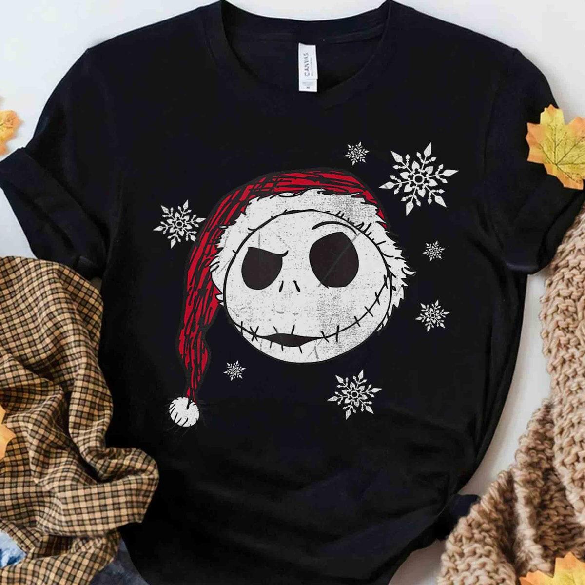 Jack Skellington Santa Claus Big Face Snowflake Xmas Shirt 2