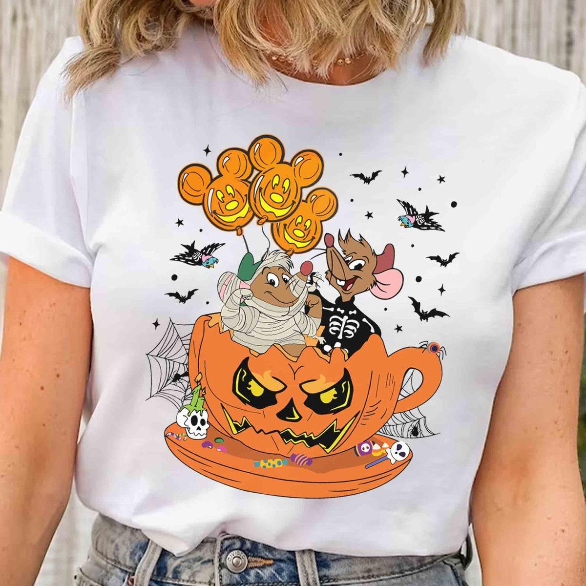 Jaq And Gus Tea Cup Balloons Halloween Shirt 1