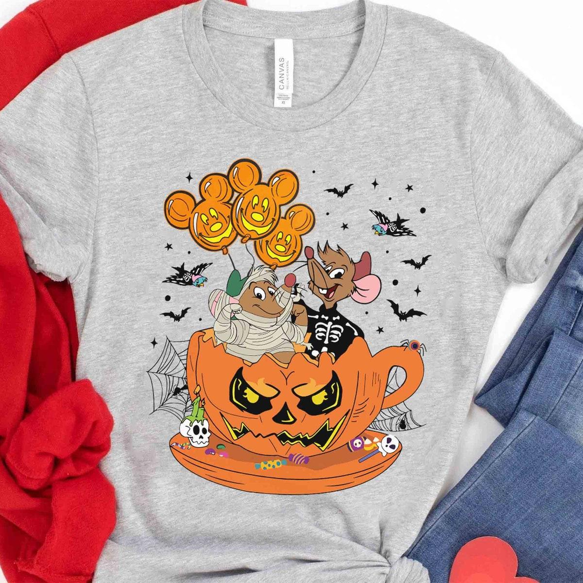 Jaq And Gus Tea Cup Balloons Halloween Shirt 2